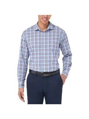 NWT Kirkland Signature Men's 15-15.5 Performance Sport Shirt Blue & Purple Plaid